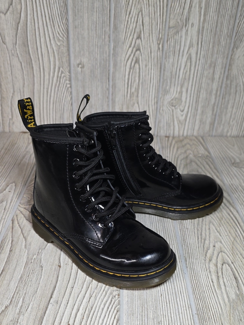 Dr. Martens Kids 1460 Black Patent Leather Combat Boots Unisex Kids Size 13